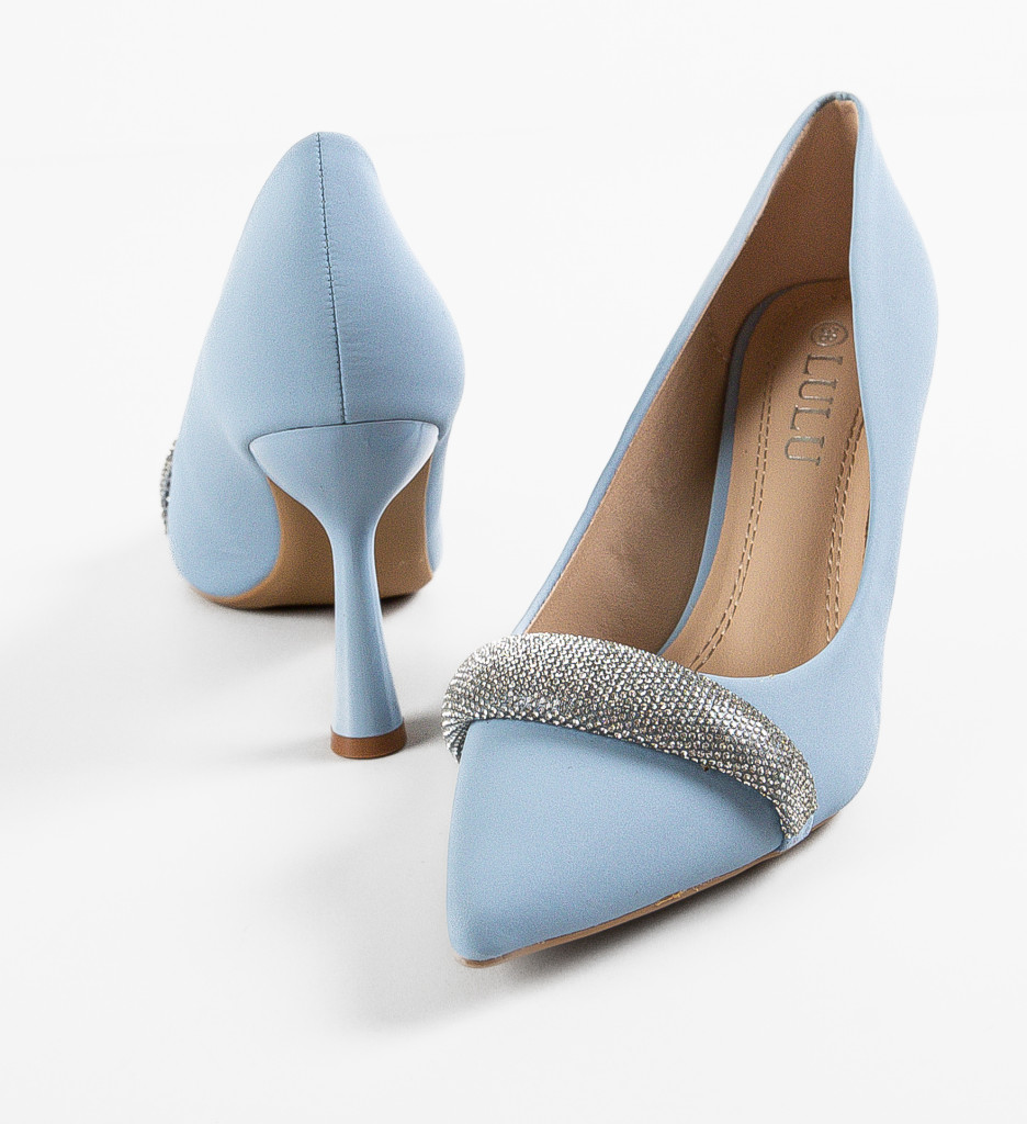 Pantofi dama Kadar albastri cu toc elegant - imagine 7