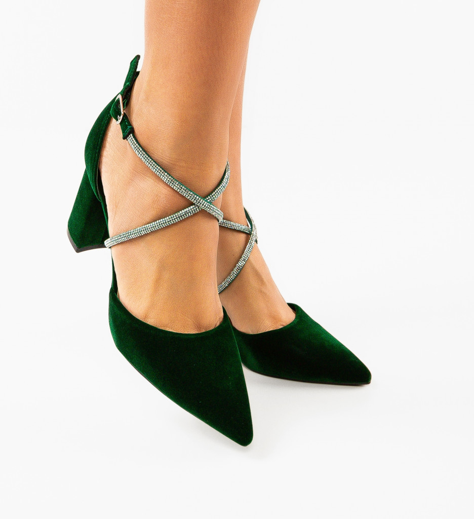 Pantofi dama Menelaos Verzi cu Toc Eleganți - imagine 3
