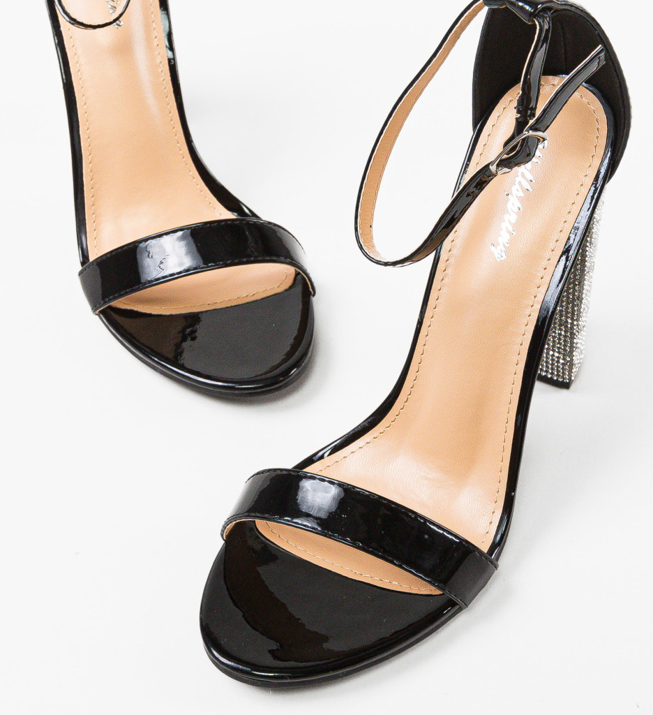Sandale Archer cu Toc Elegante Negre - imagine 6