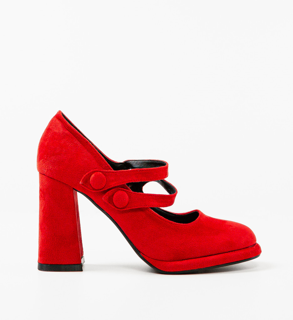 Pantofi Vintage Rosii cu Toc - Eleganță Clasică - imagine 2