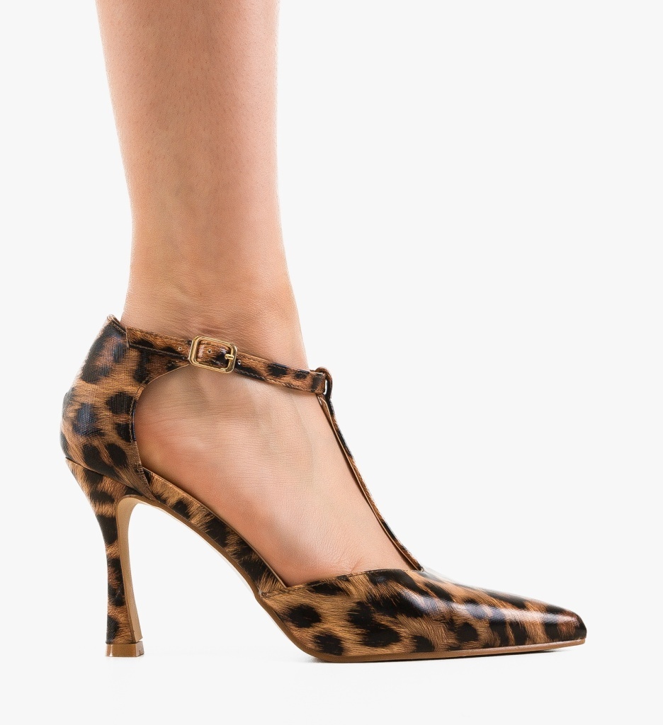 Pantofi dama Gyo Print eleganți cu toc - imagine 6