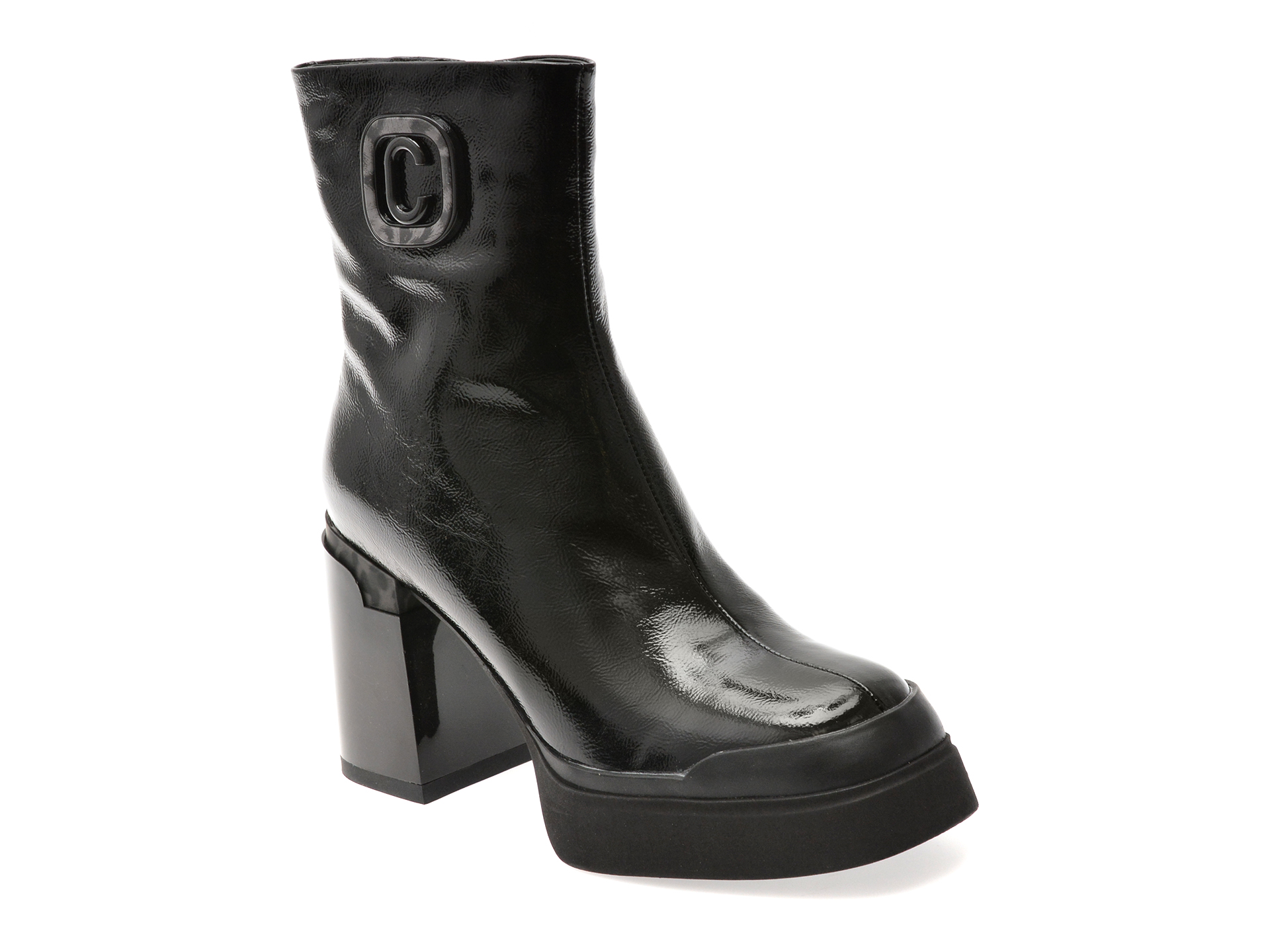 Flavia Passini Ghete Piele Lacuita Negre
