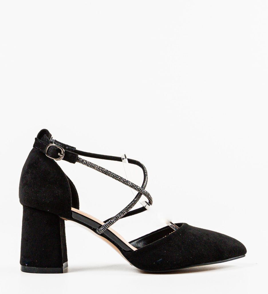 Pantofi Doraj Negri Eleganți cu Toc - imagine 4