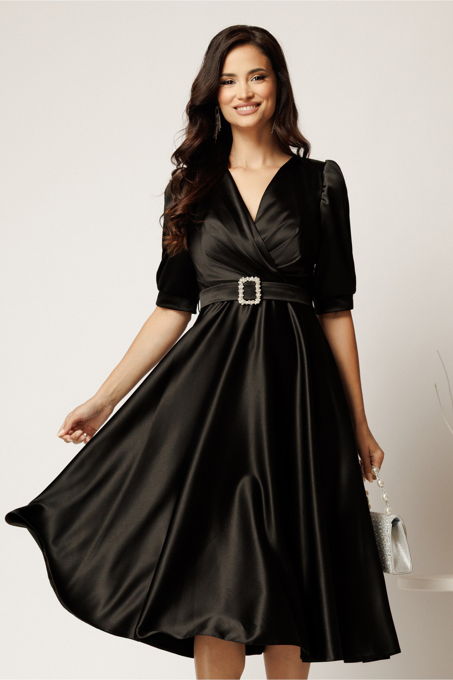 Rochie Midi Neagra Eleganta | Silueta Perfecta
