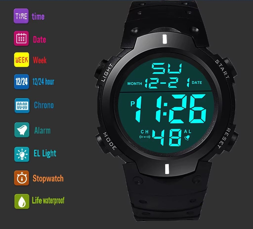 Ceas bărbătesc HONHX CS581 digital, curea silicon - imagine 6