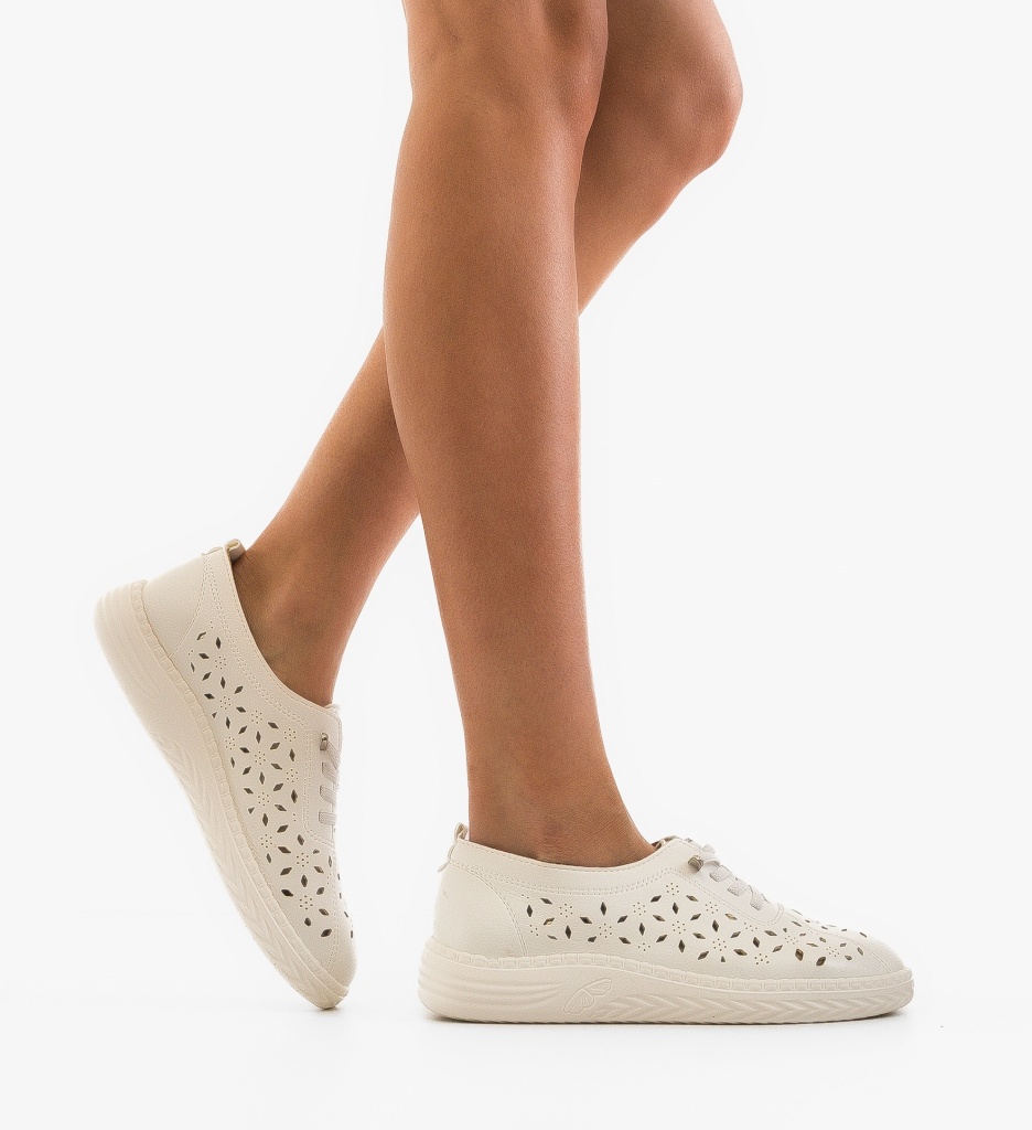 Pantofi Casual Dama Guha Albi - Confort și Stil
