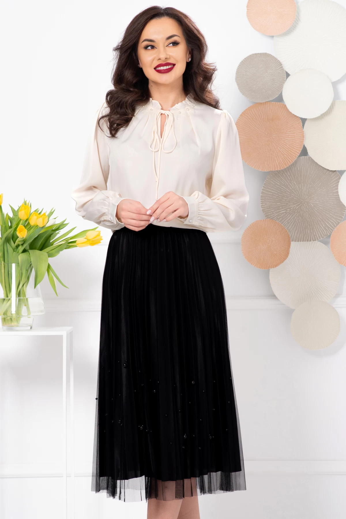 Fusta Elegantă Tulle cu Perle | Inpuff Basic