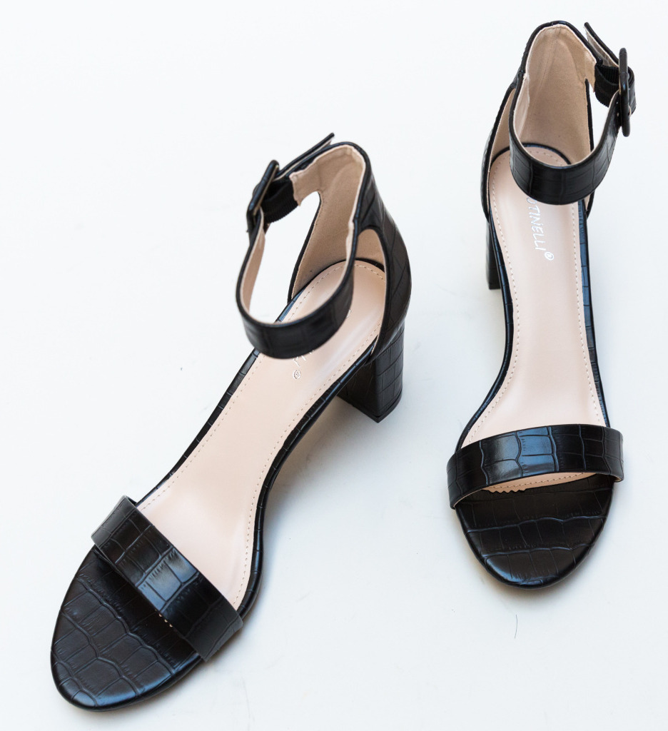 Sandale Shani Negre cu Toc Elegante - imagine 5