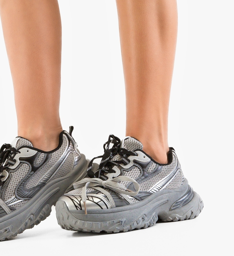 Sneakers Dama Rarrw Gri - Confort si Stil Sport - imagine 4