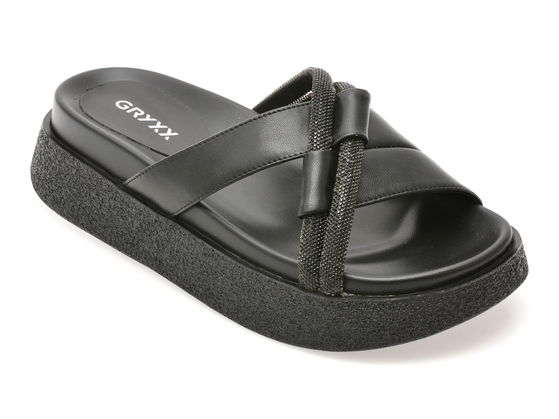 Papuci GRYXX Negri din Piele Naturală