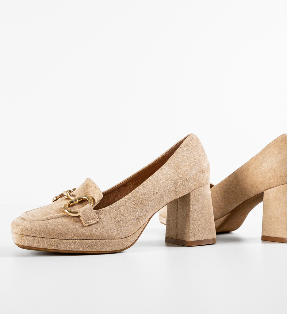 Pantofi Lamia Bej cu Toc - Eleganță Modernă - imagine 7