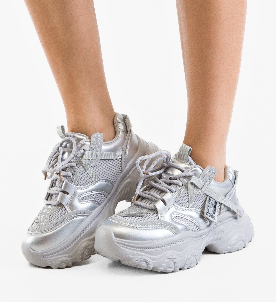 Sneakers Dama Careof Argintii - Stil și Confort