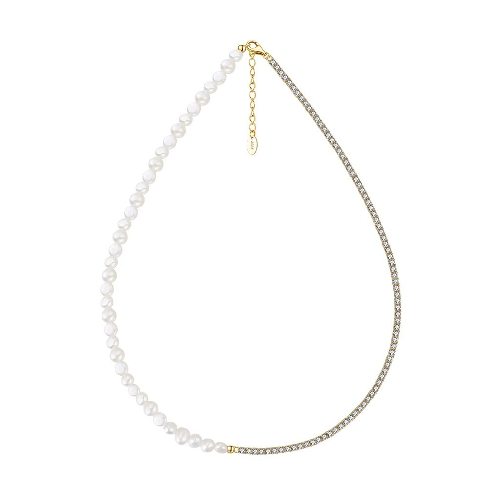 Lantisor Argint cu Perle Delis - Placat Aur