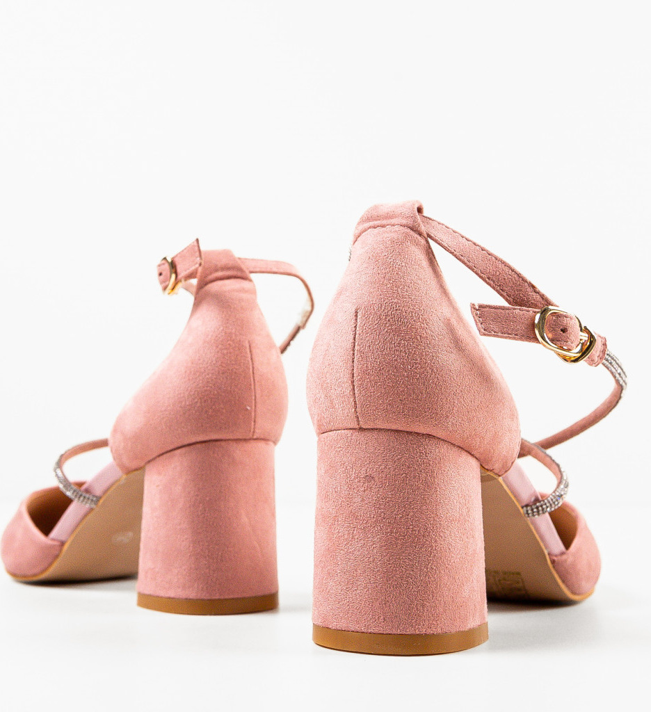 Pantofi Dama Roz cu Toc Doraj - Eleganță și Stil - imagine 5