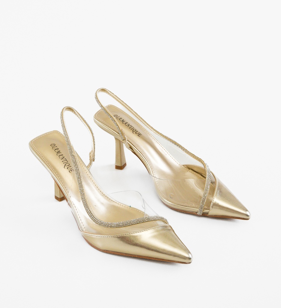 Pantofi Stiletto Mykono Aurii Eleganți - imagine 3