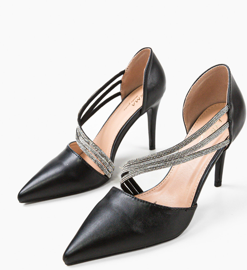 Pantofi dama Pratima Negri eleganți cu toc - imagine 6