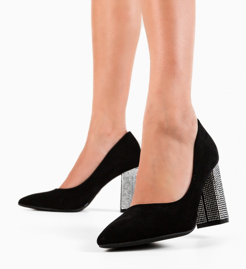 Pantofi Dama Evely Negri Eleganți cu Toc - imagine 4