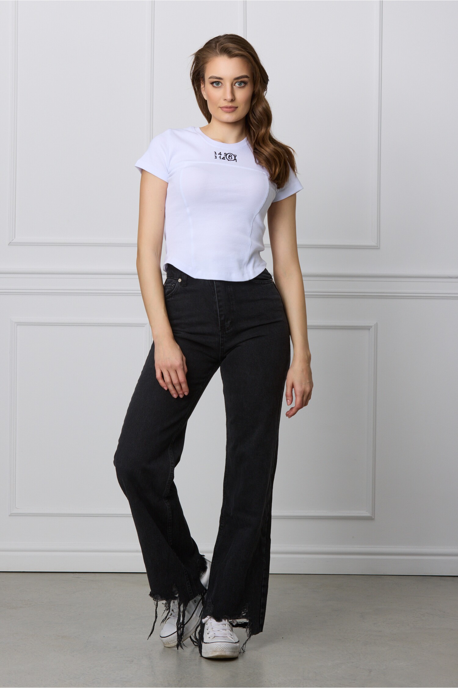 Blugi Negri Rupturi Talie Înaltă | Jeans Dama