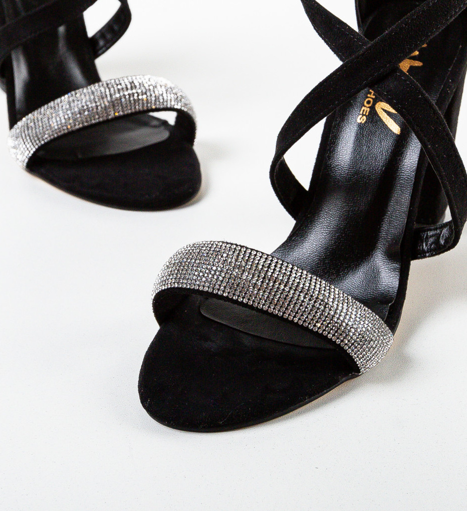 Sandale Terna Negre cu Toc Elegant - imagine 6
