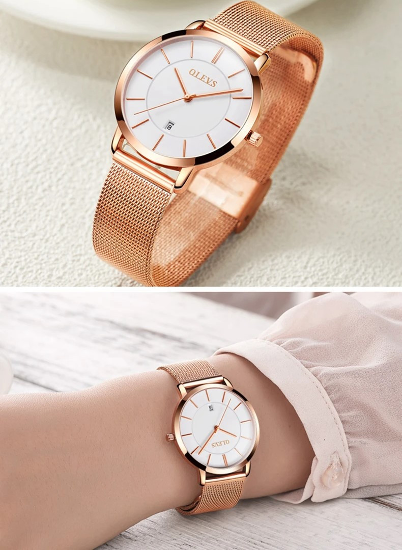 Ceas de dama Olevs CS1566, otel inoxidabil, rose gold - imagine 2