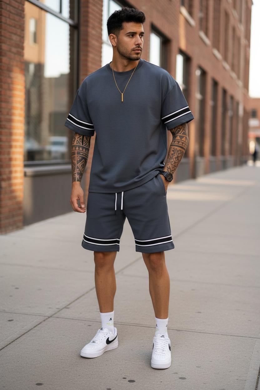 Compleu de vara tricou + pantaloni gri XXA  9-4