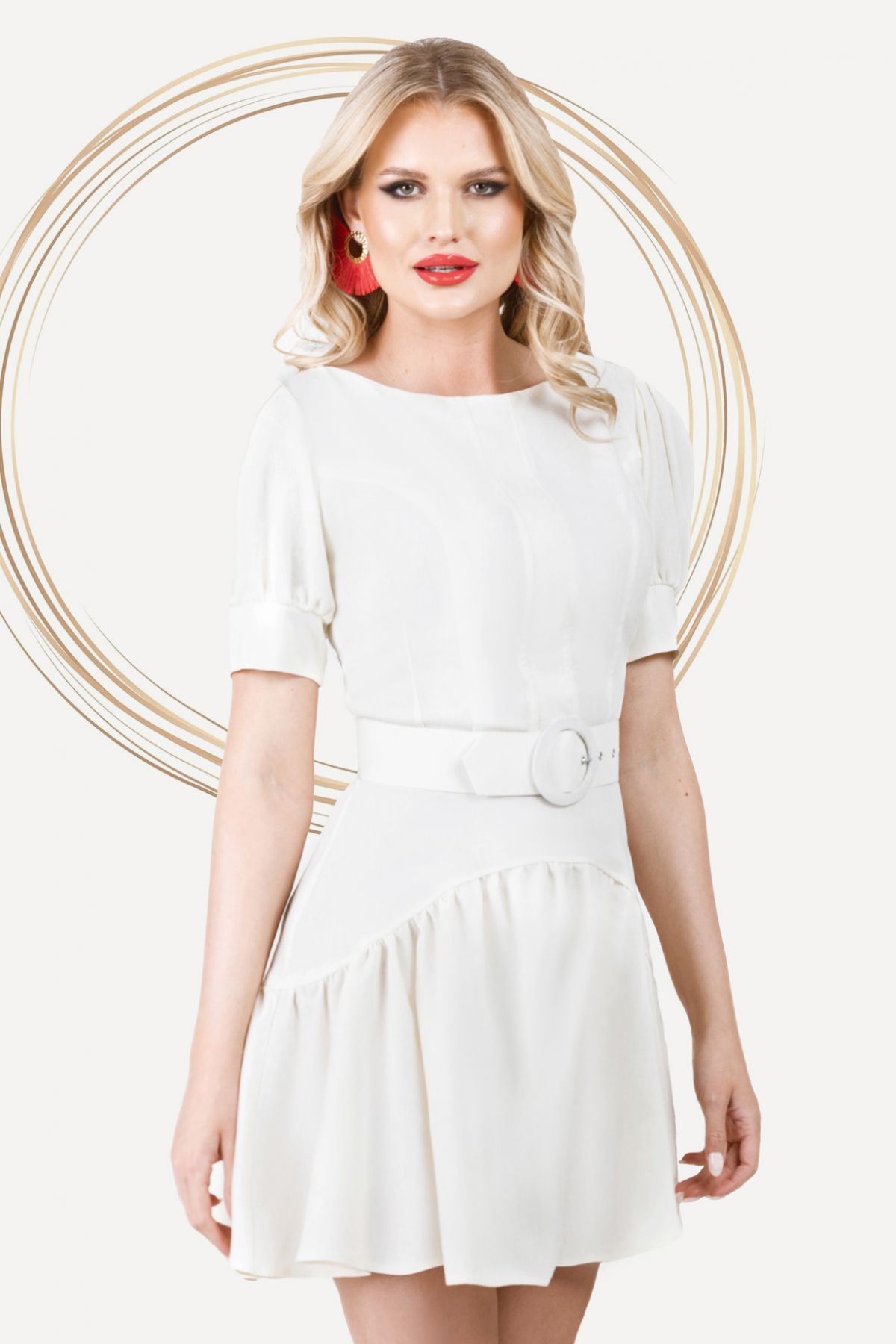 Rochie Pretty Girl In Vara Ecru cu Volanas | Eleganta