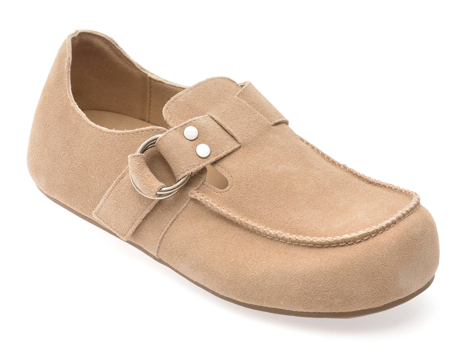 Mocasini Dama Gryxx Piele Întoarsă Bej
