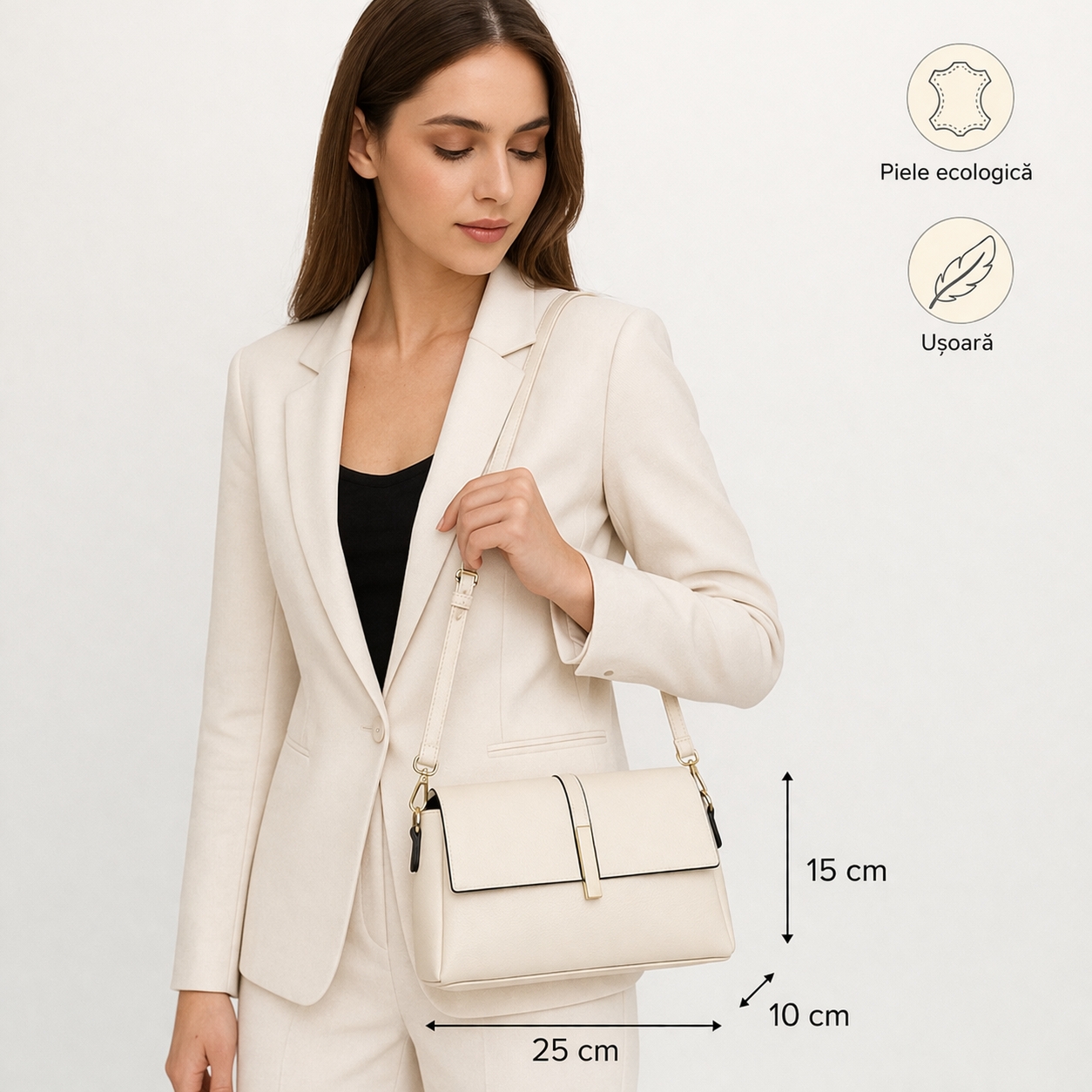 Geanta Dama Delis Nerissa Alb, Versatila si Eleganta - imagine 4