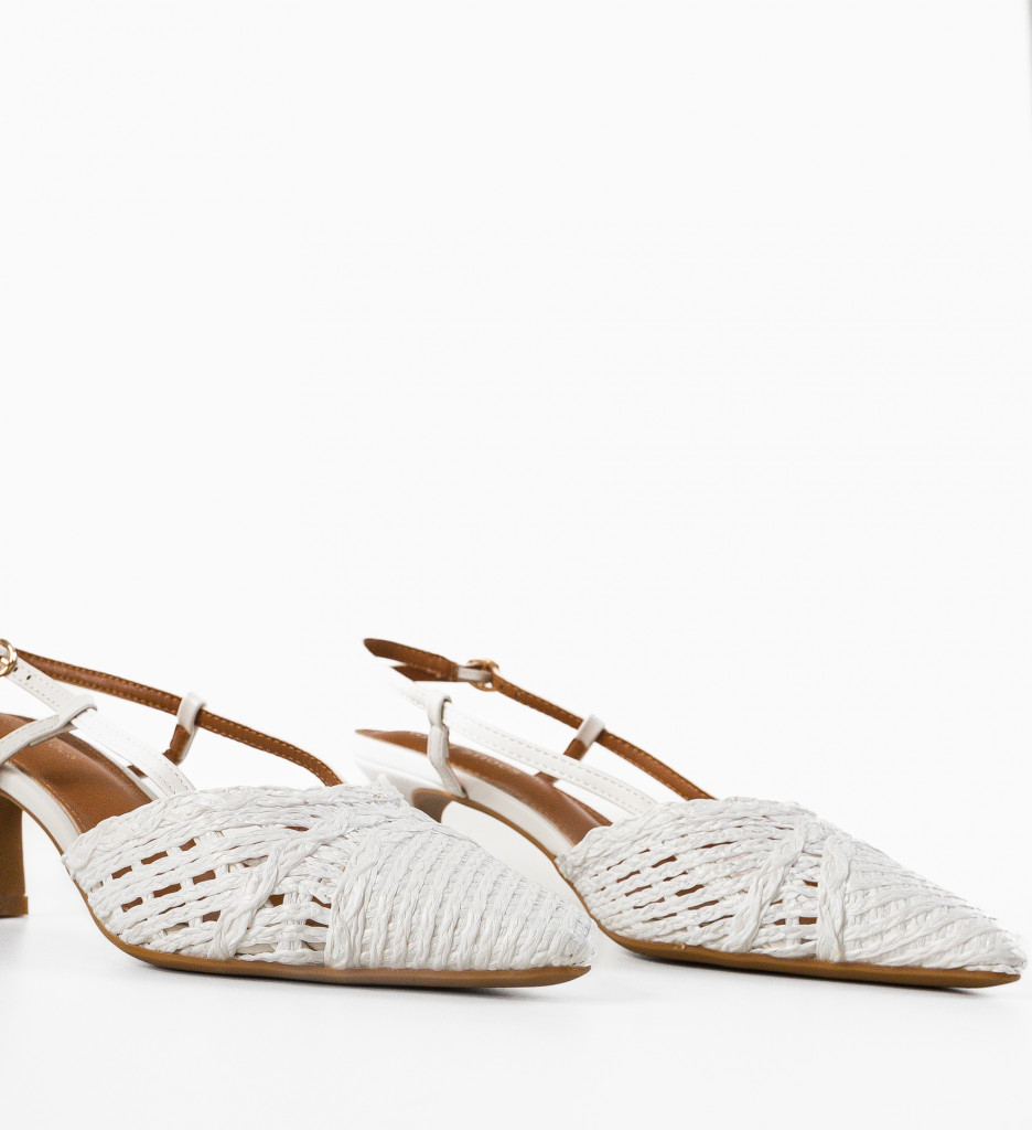 Pantofi cu toc Alexandrit Albi - Eleganță și Stil - imagine 6