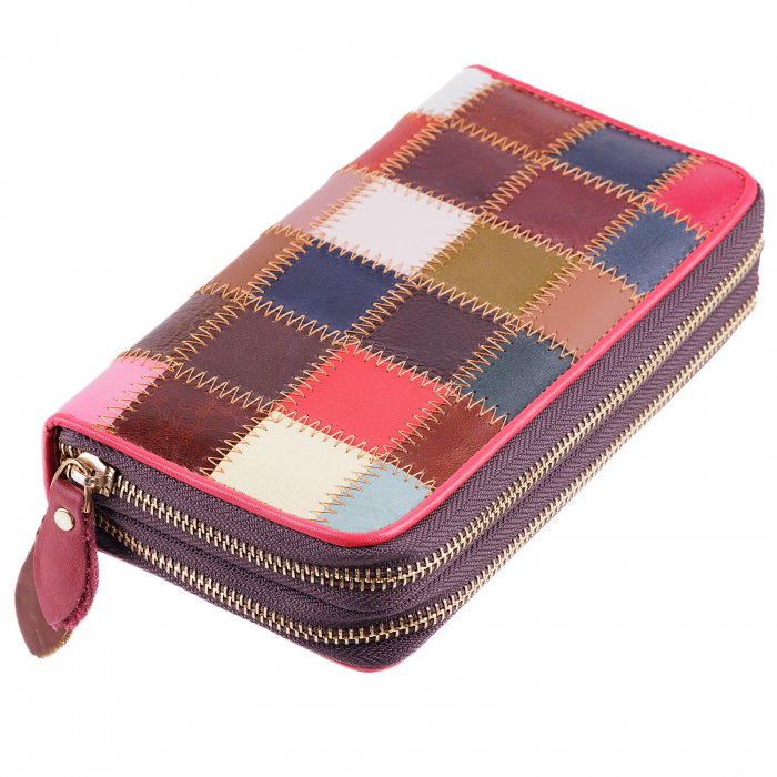 Portofel Shopika Pătrate Multicolore Piele