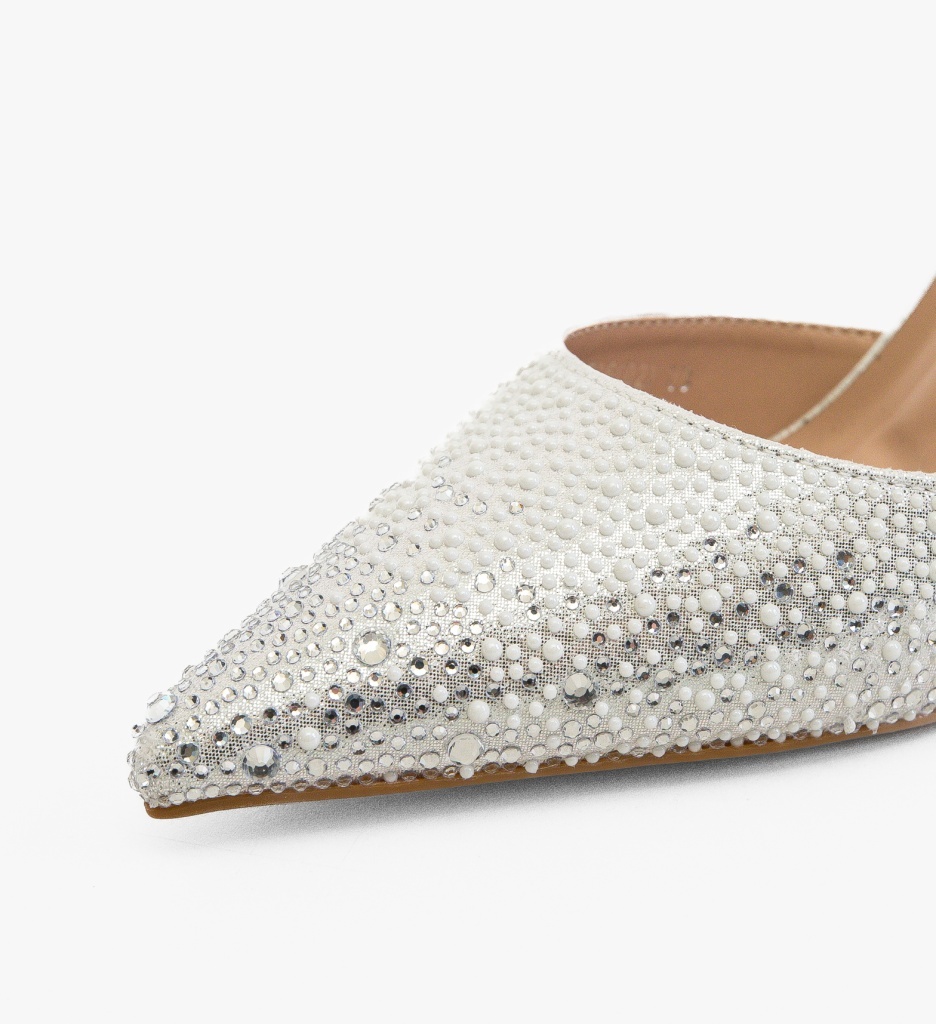 Pantofi dama Pillpe Argintii eleganți cu toc - imagine 5