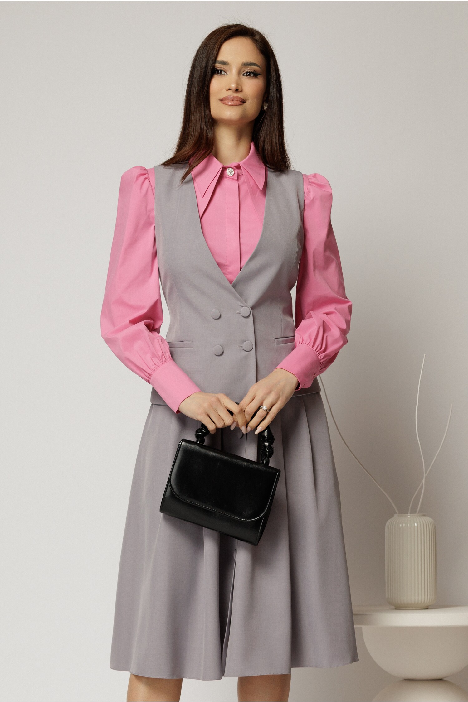 Vesta Gri Office Cambrata DY Fashion