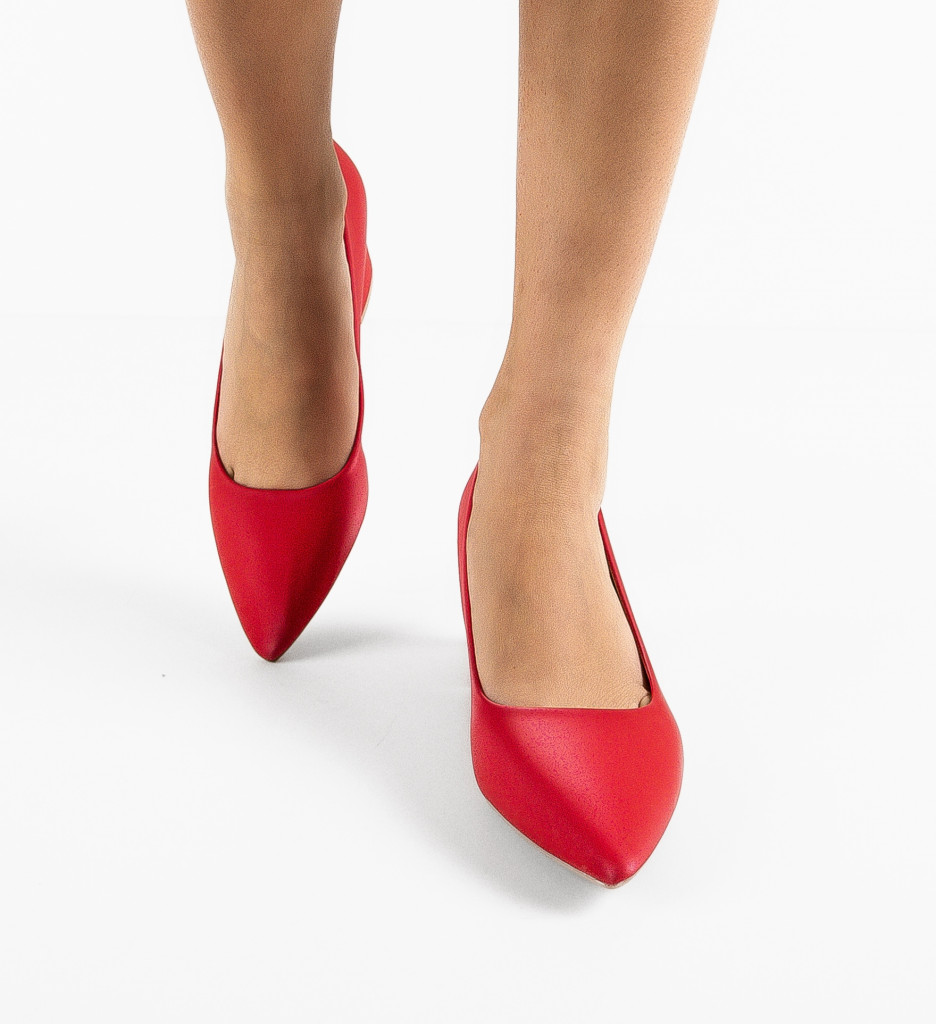 Pantofi dama Berry Rosii cu toc elegant - imagine 2