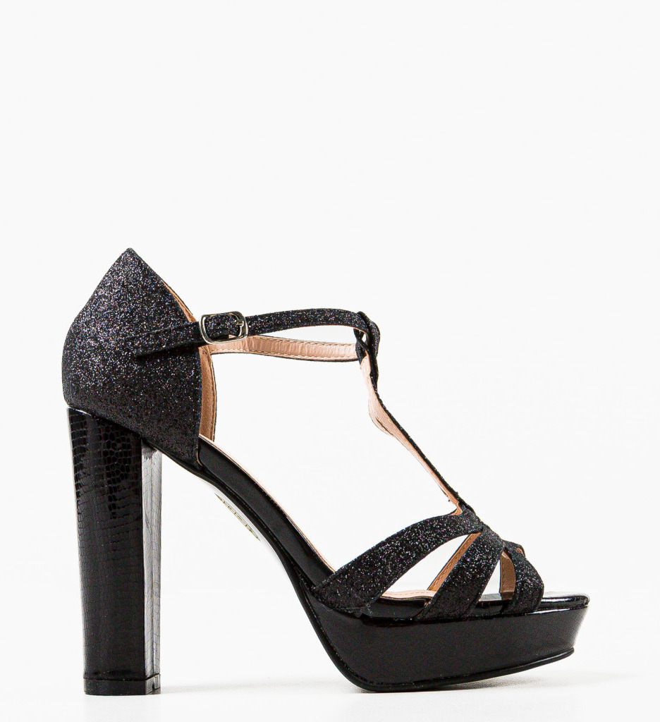Sandale Haas Negre cu Toc Elegant - imagine 4