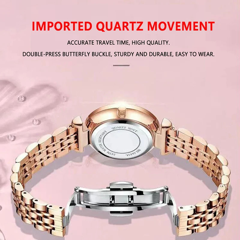 Ceas Dama Poedagar CS1674 Rose Gold Cadran Rosu - imagine 2