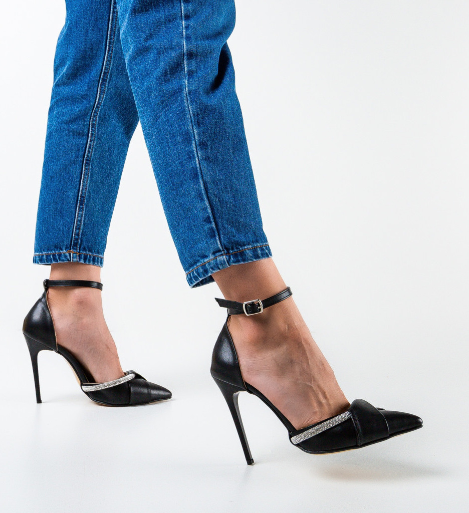 Pantofi Urahag Negri Eleganți cu Toc - imagine 2