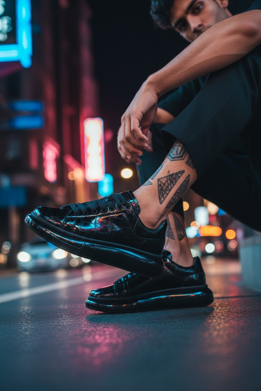 Adidași Bărbați Casual Negri Confort Model 0956 - imagine 2