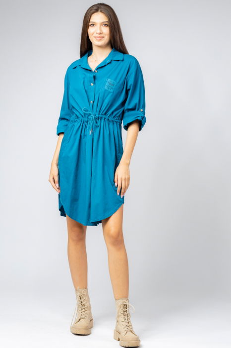 Rochie Camasa Turcoaz Shopika | Stil & Confort - imagine 1