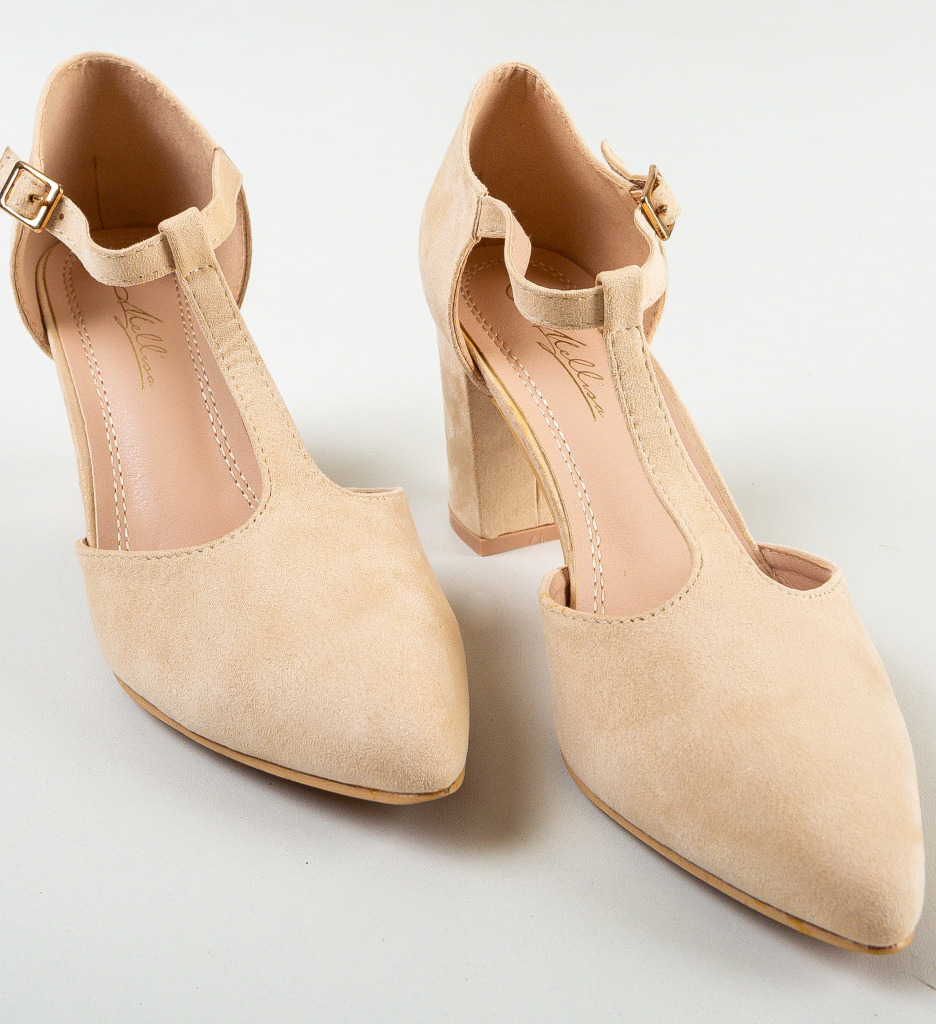 Pantofi Serio Bej cu Toc Elegant - imagine 5