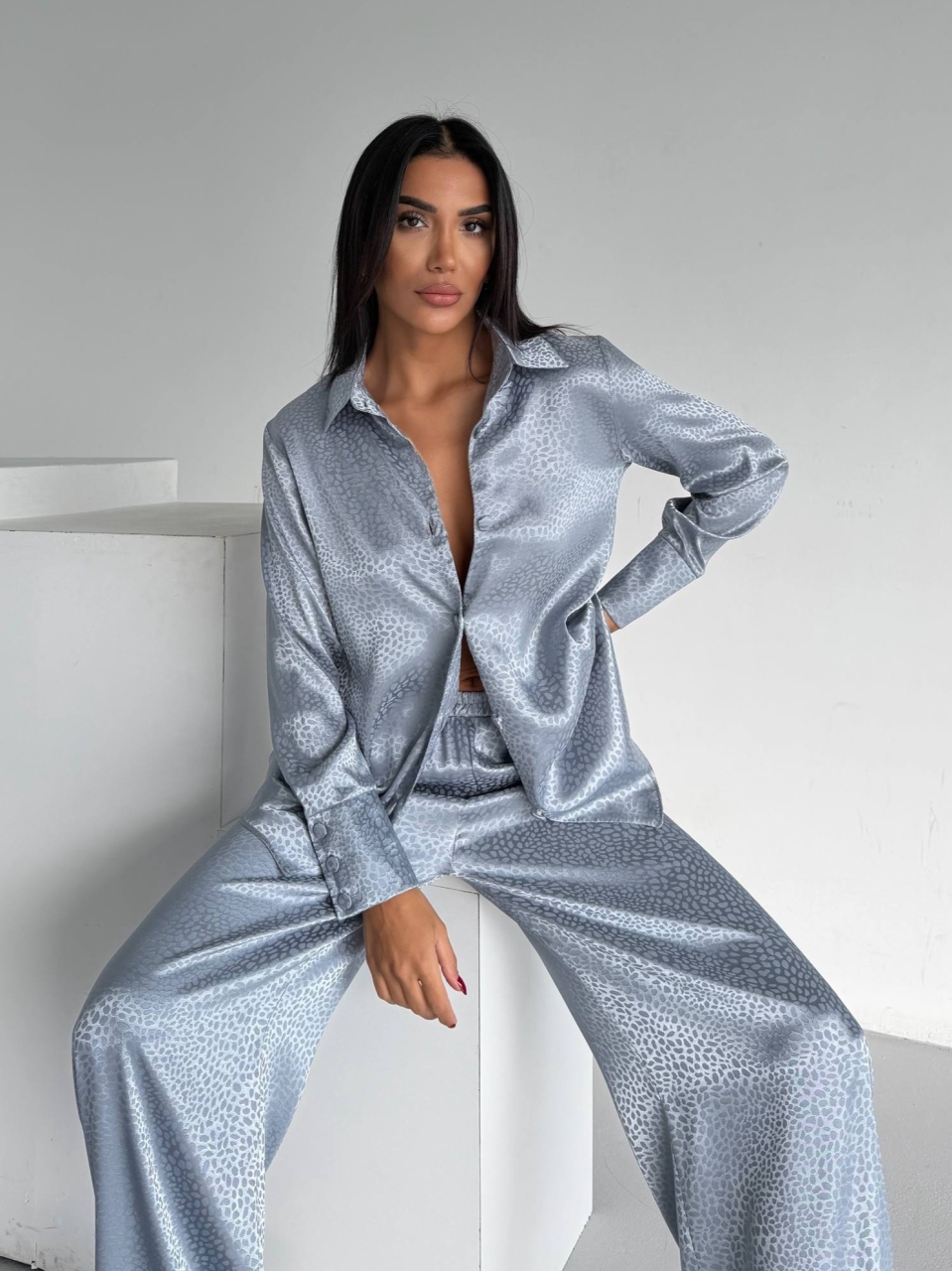 Set Pijama Dama Delis Gri 2 Piese - imagine 4