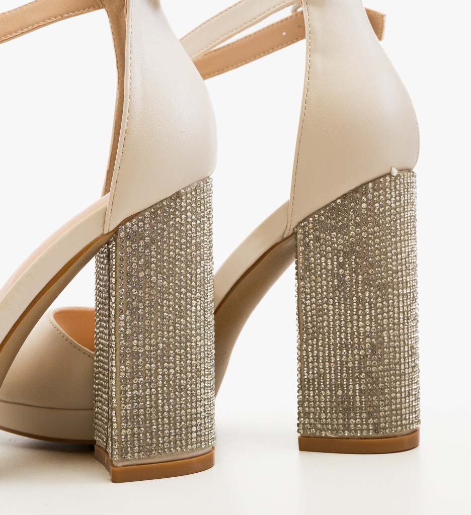Sandale Dama Jazar Bej Elegante cu Toc - imagine 4