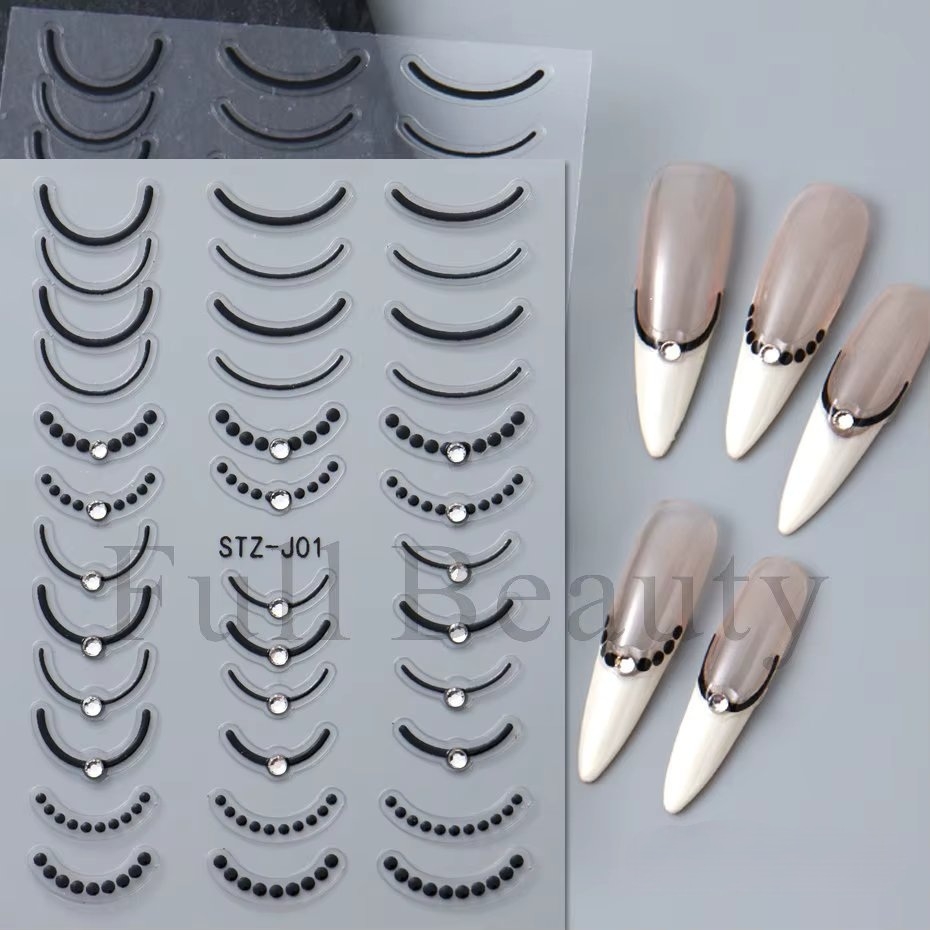 Abtibilduri Unghii 3D Marquise STICKER107, Negru