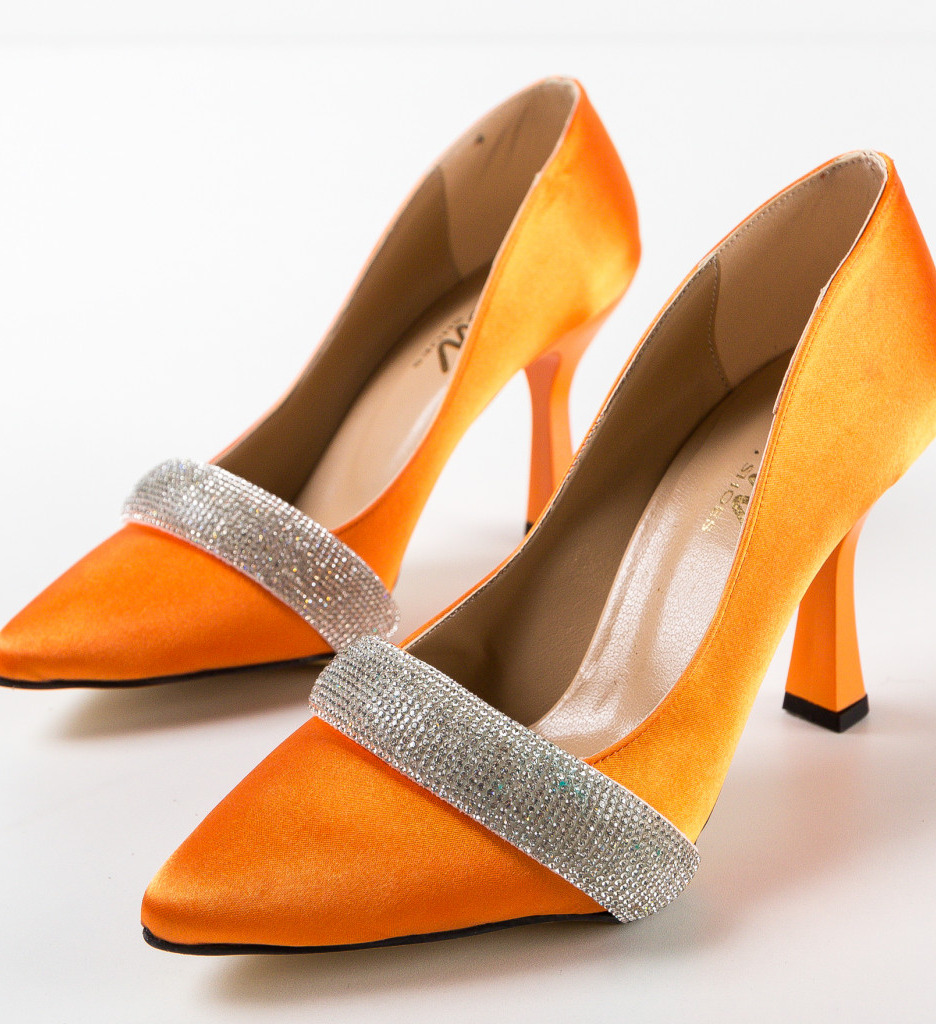 Pantofi Andor Portocalii cu Toc Eleganți - imagine 6