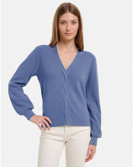 Pulover V-neck decorativ Shopika - Eleganță și confort