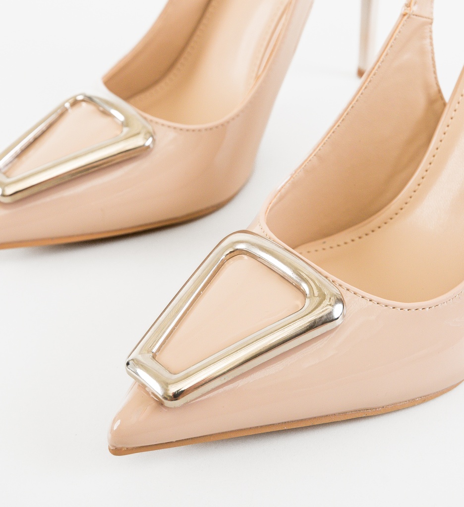 Pantofi dama Bej cu toc - Eleganță Malas - imagine 5