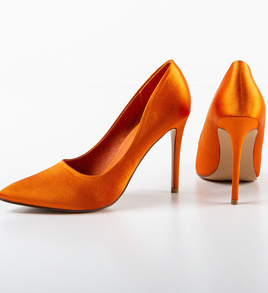 Pantofi cu Toc Ahio Portocalii Eleganți - imagine 6