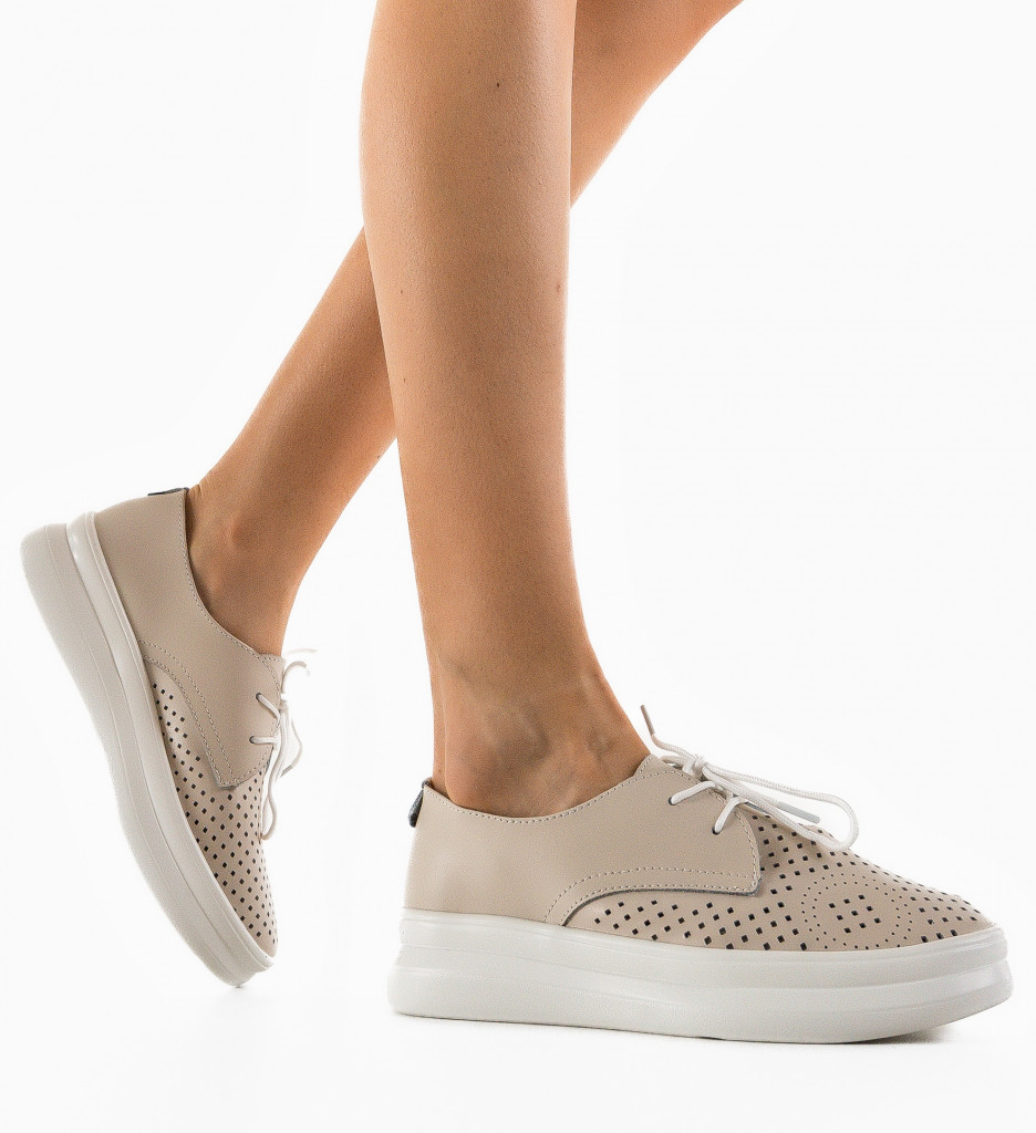 Pantofi Casual Dama Bej - Confort si Stil - imagine 3