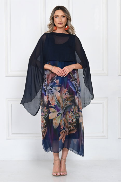 Rochie Eleganta A-line Shopika | Imprimeu Vegetal - imagine 2