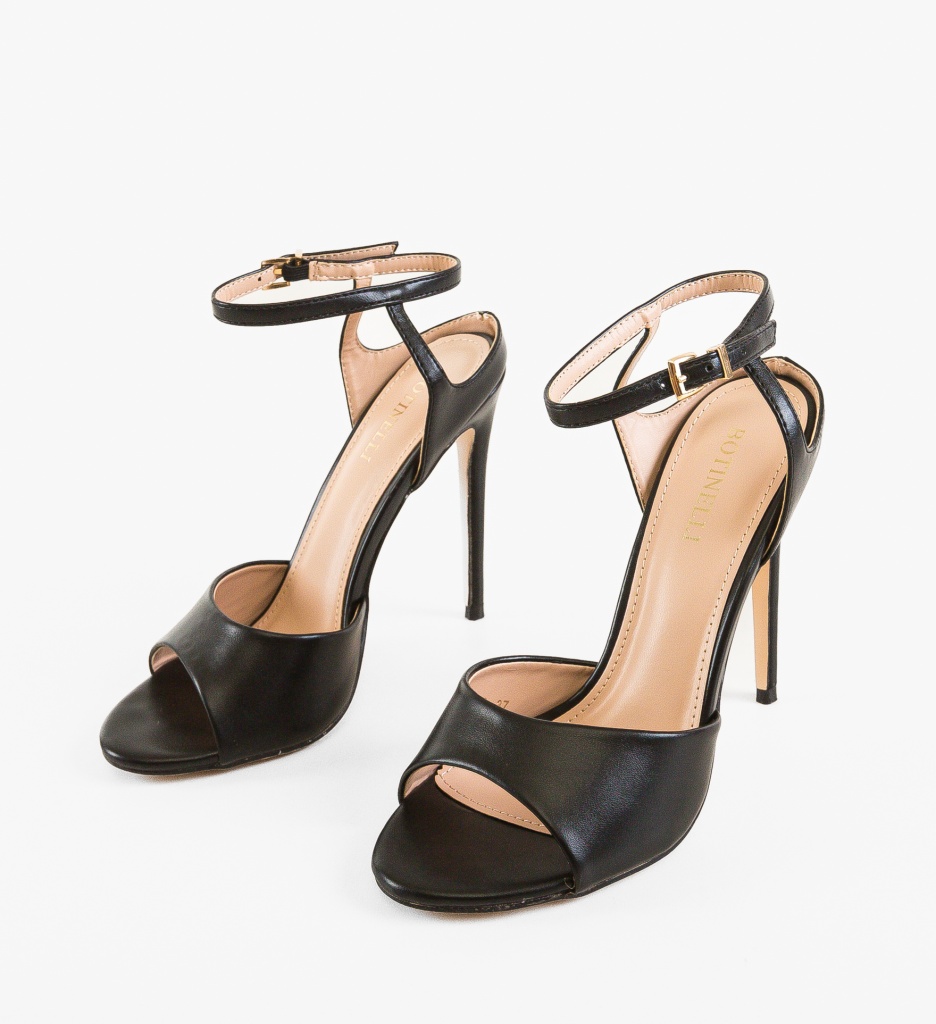 Sandale Lannuz Negre cu Toc Elegant - imagine 5