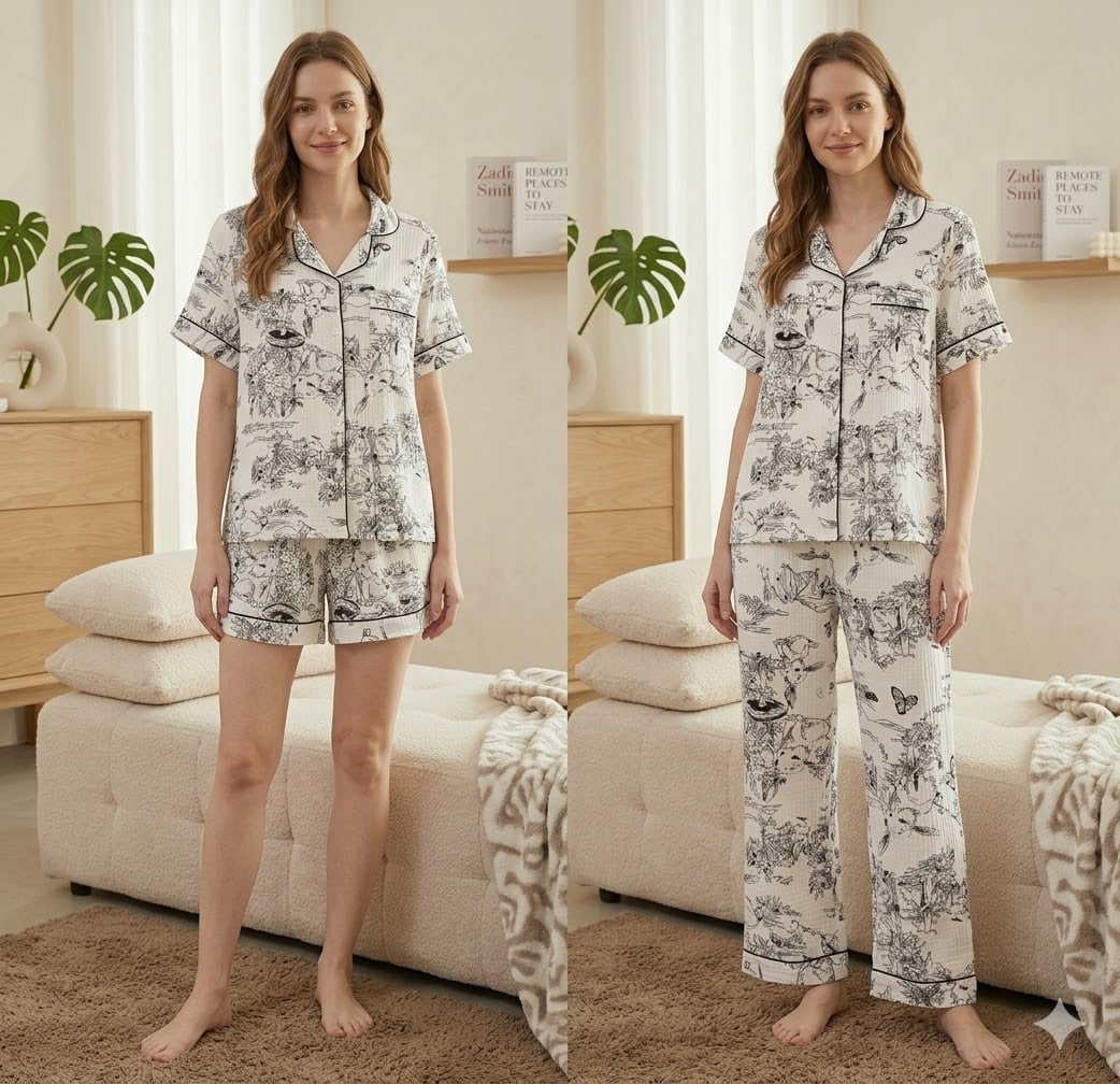 Pijama dama Minimal Dream 3 piese 100% bumbac Delis